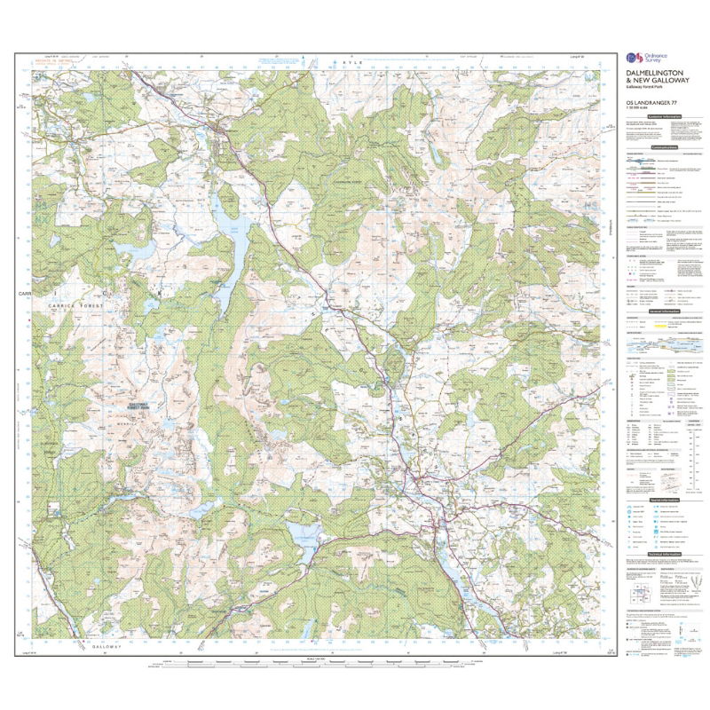 OS Landranger 77 Paper - Dalmellington & New Galloway sheet