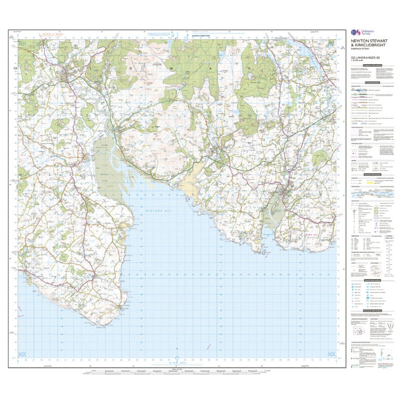 OS Landranger 83 Paper - Newton Stewart & Kirkcudbright sheet