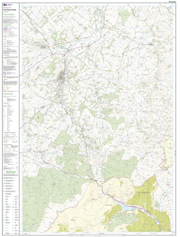 OS OL16 The Cheviot Hills west sheet