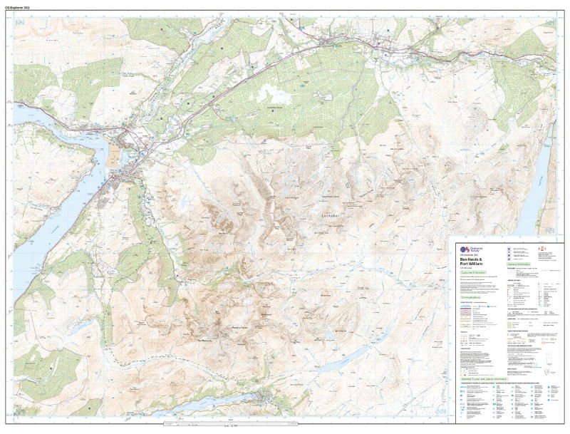 OS Explorer 392 Paper Ben Nevis & Fort William 1:25,000 sheet