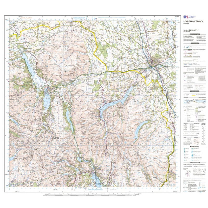 OS Landranger 90 Penrith & Keswick Active sheet