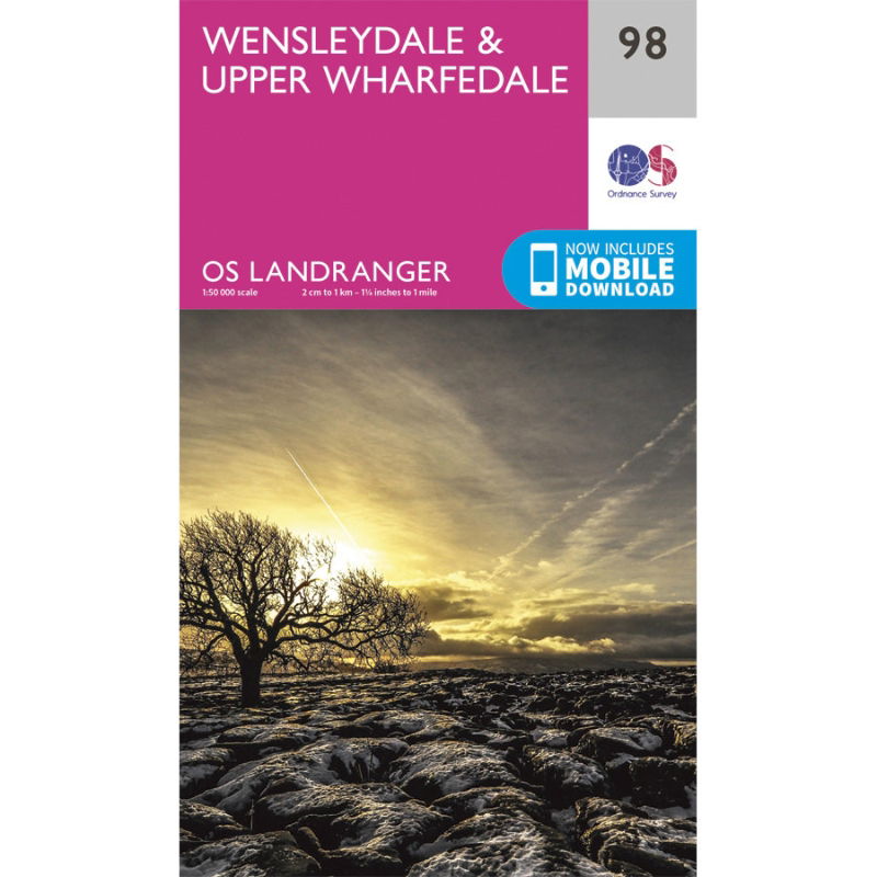 OS Landranger 98 Paper - Wensleydale & Upper Wharfedale 1:50,000