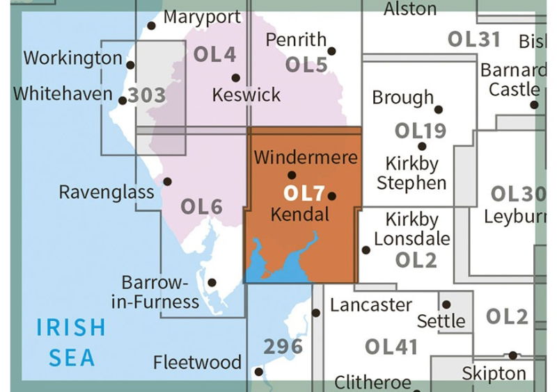 OS OL/Explorer 7 The English Lakes South-Eastern Area adjacent