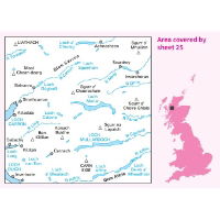 OS Landranger 25 Paper - Glen Carron & Glen Affric 1:50,000 coverage