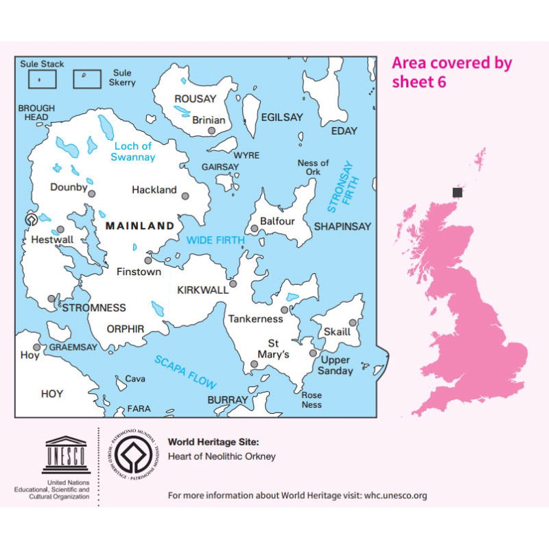 OS Landranger 6 Paper - Orkney - Mainland coverage