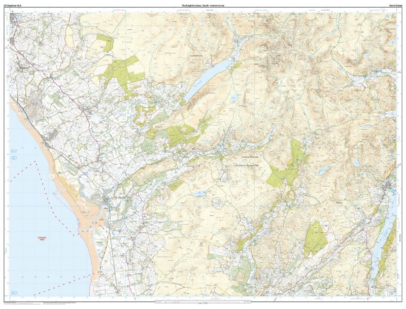 OS OL6 The English Lakes South-Western Area Active north sheet