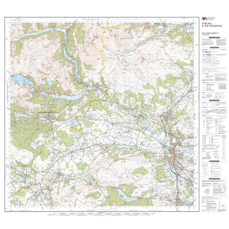 OS Landranger 57 Paper - Stirling & The Trossachs sheet