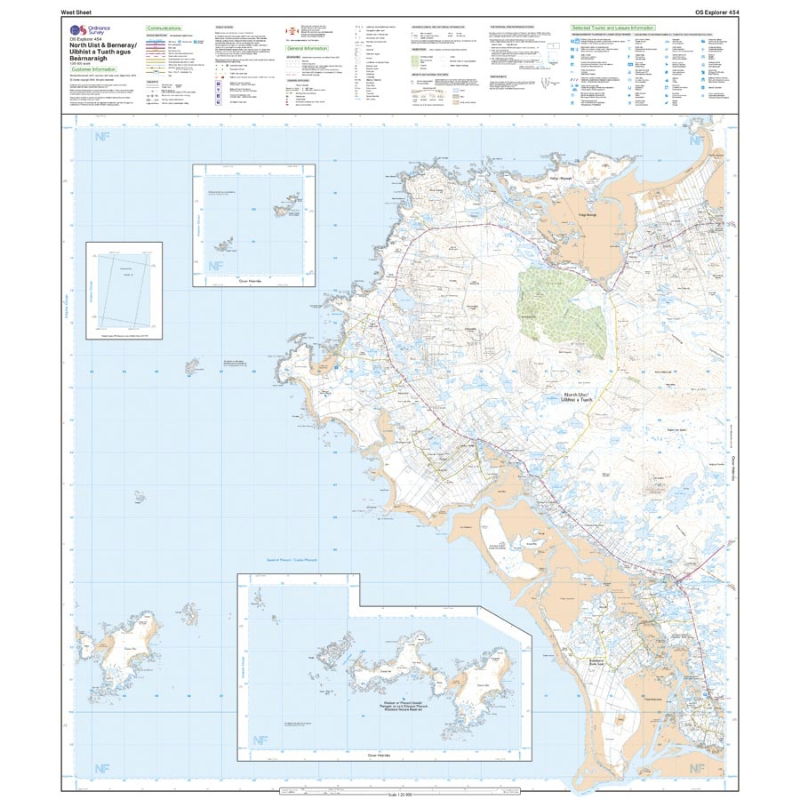 OS Explorer 454 Paper - North Uist & Berneray west sheet