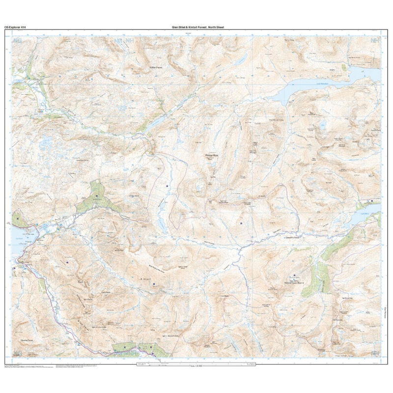 OS Explorer 414 Paper Glen Shiel & Kintail Forest 1:25,000 north sheet