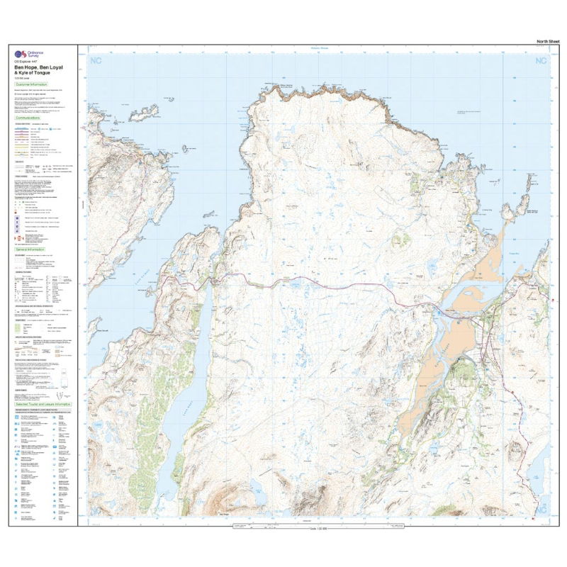 OS Explorer 447 Paper - Ben Hope, Ben Loyal and Kyle of Tongue 1:25,000 north sheet