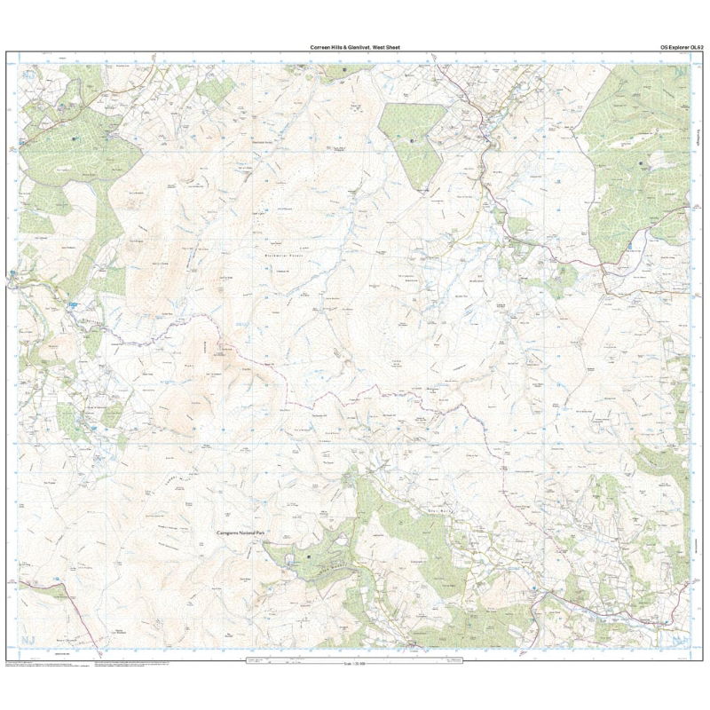 OS OL/Explorer 62 Paper - Correen Hills & Glenlivet west sheet