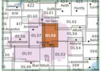 OS OL/Explorer 58 Paper - Braemar, Tomintoul & Glen Avon adjacent