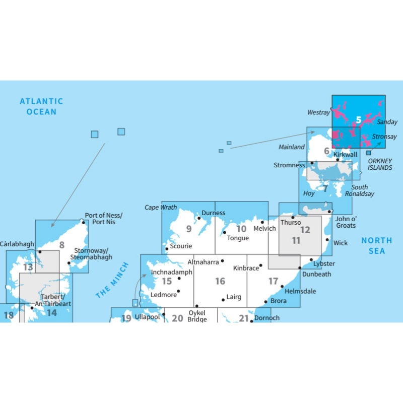 OS Landranger 5 Paper - Orkney - Northern Isles adjacent