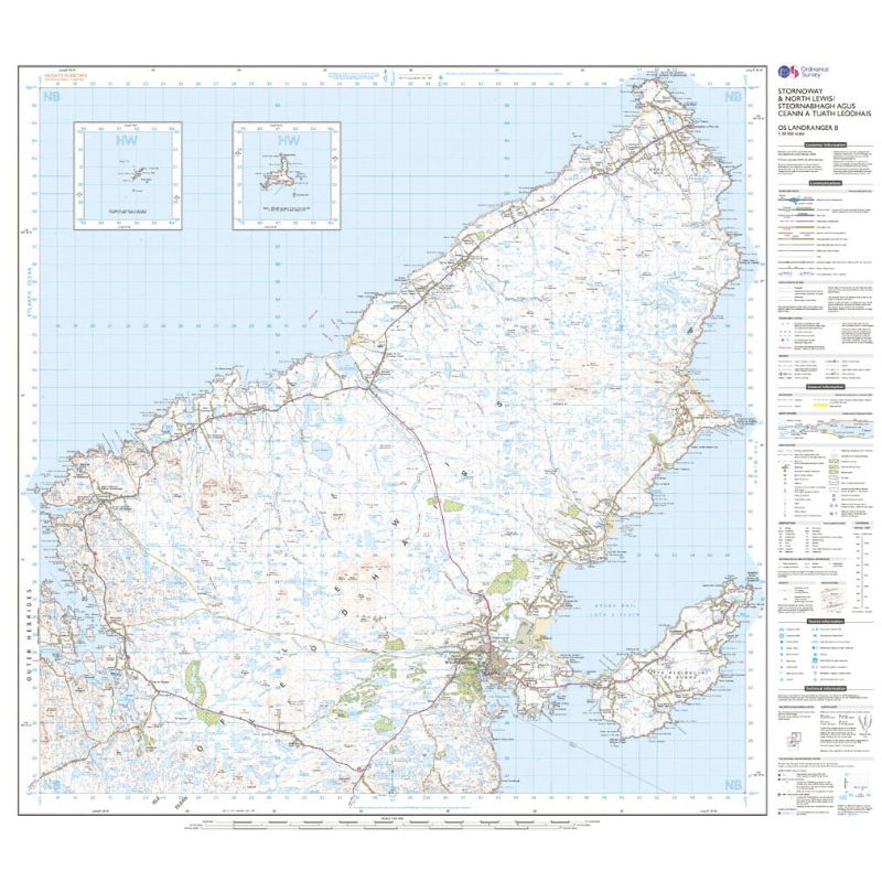 OS Landranger 8 Paper - Stornaway & North Lewis sheet