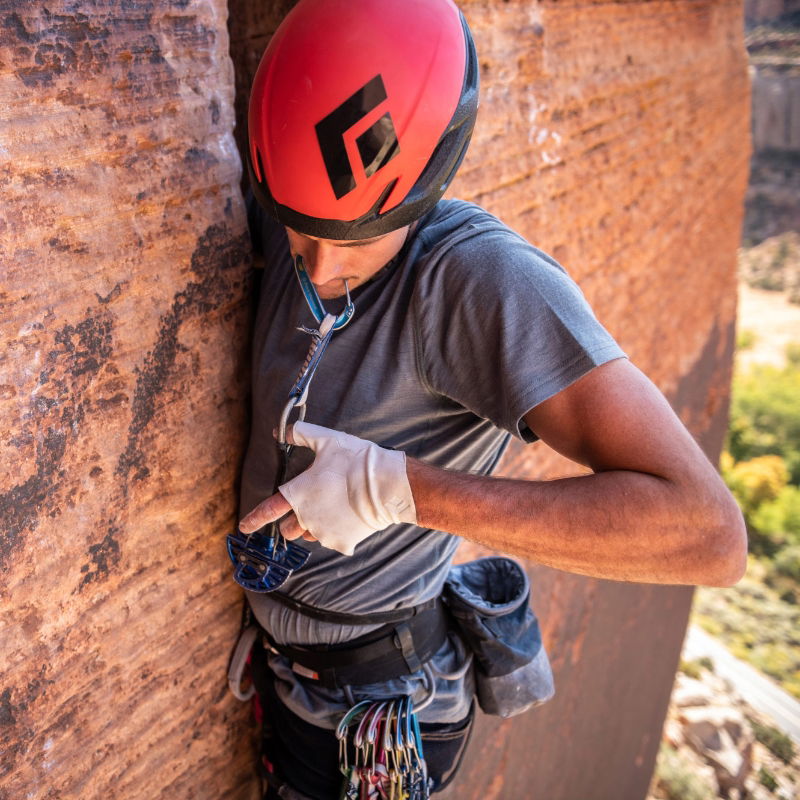 Black Diamond Crack Gloves in use