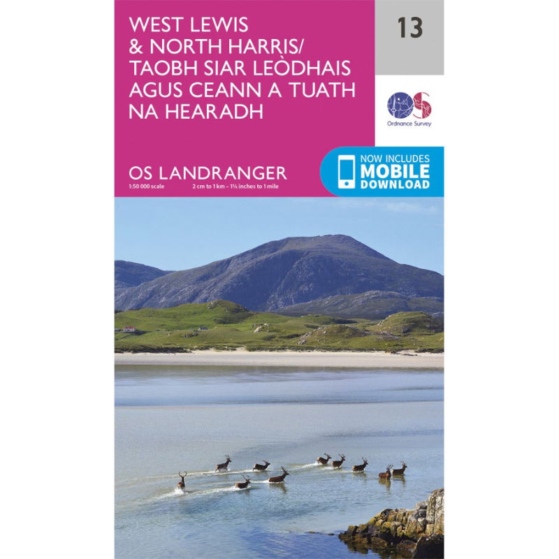 OS Landranger 13 Paper - West Lewis & North Harris 1:50,000