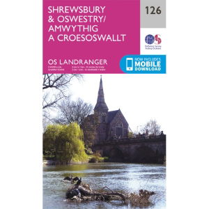 OS Landranger 126 Paper - Shrewsbury & Oswestry 1:50,000