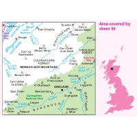 OS Landranger 35 Paper - Kingussie & Monadliath Mountains 1:50,000 coverage