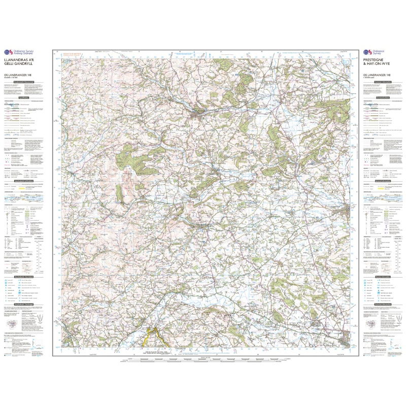 OS Landranger 148 Paper - Presteigne & Hay-on-Wye sheet