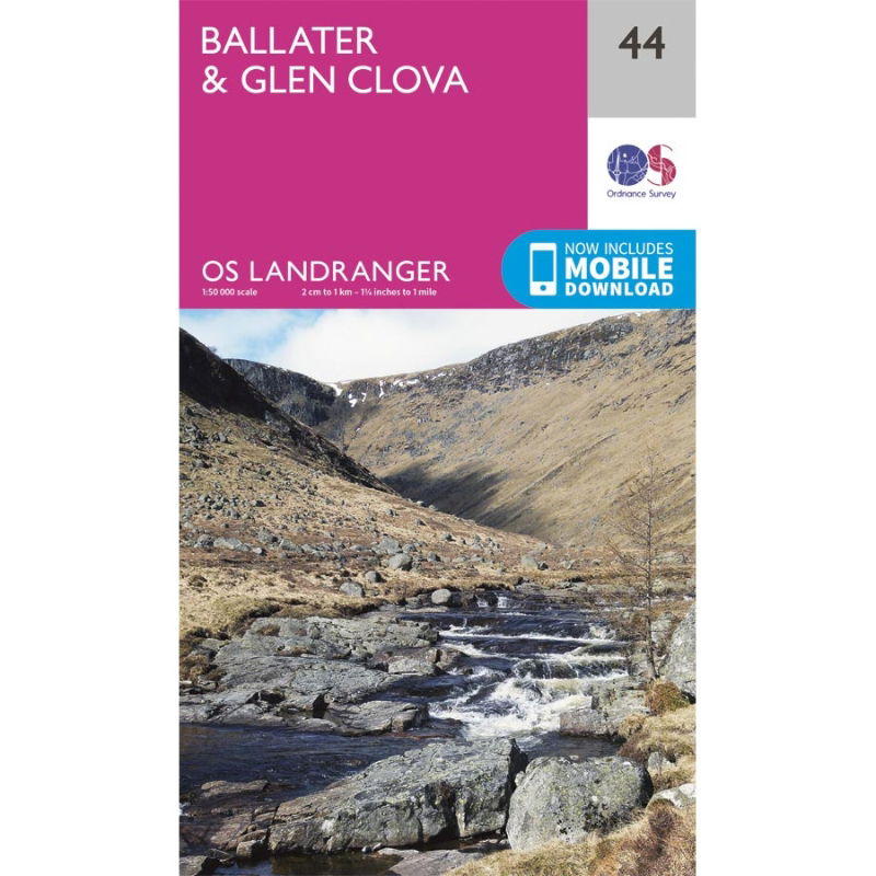 OR Landranger 44 Paper - Ballater & Glen Clova 1:50,000