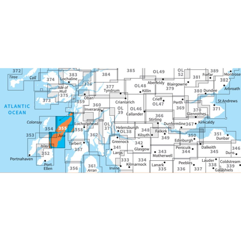 OS Explorer 355 Paper - Jura & Scarba adjacent