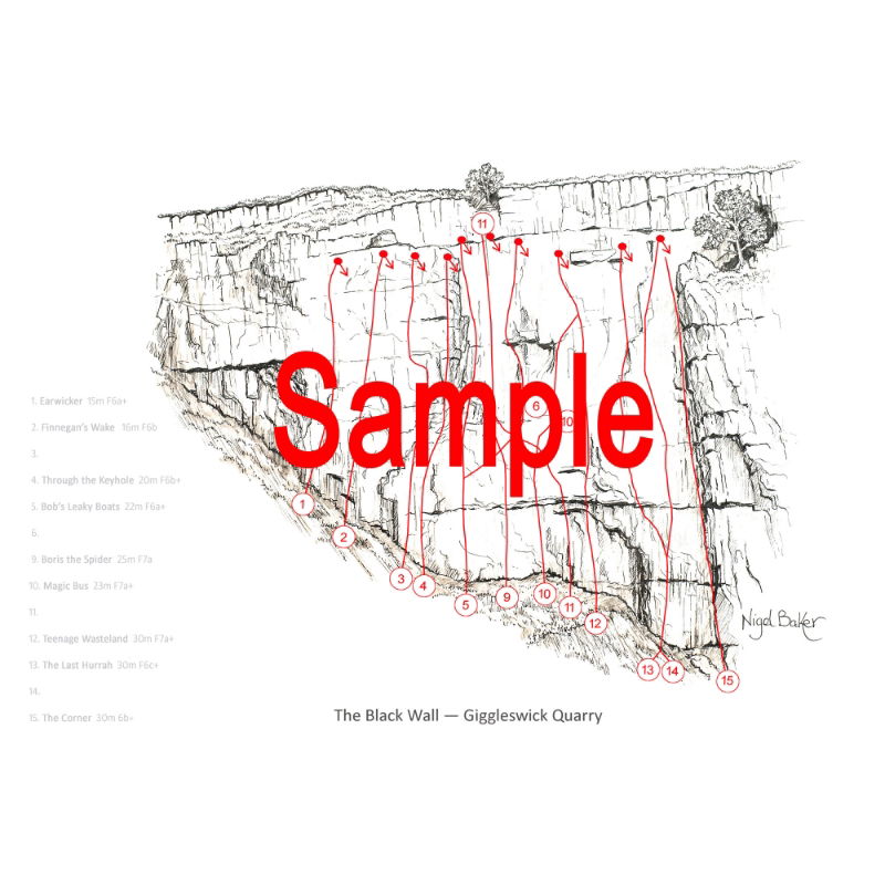 A Historic Guide to Climbs at Giggleswick Quarry diagram