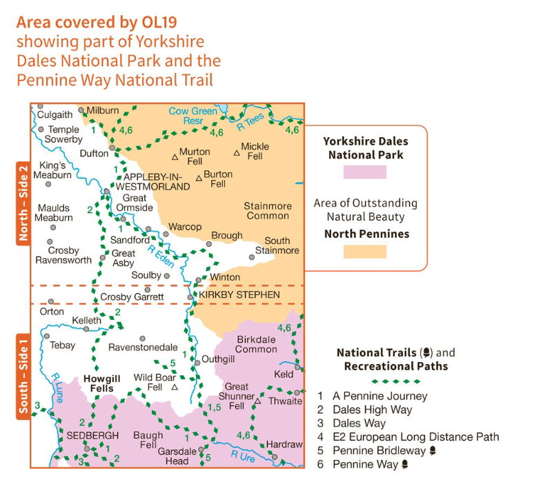 OS OL19 Howgill Fells & Upper Eden Valley coverage