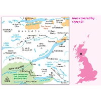 OS Landranger 51 Paper - Loch Tay & Glen Dochart coverage