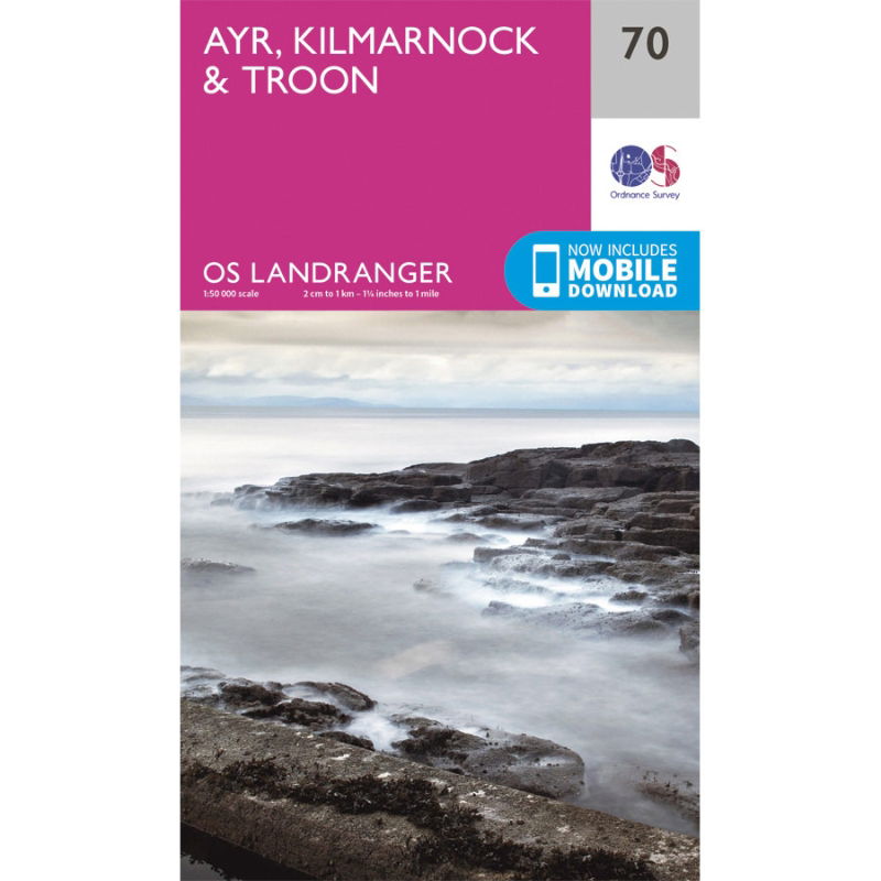 OS Landranger 70 Paper - Ayr, Kilmarnock & Troon 1:50,000