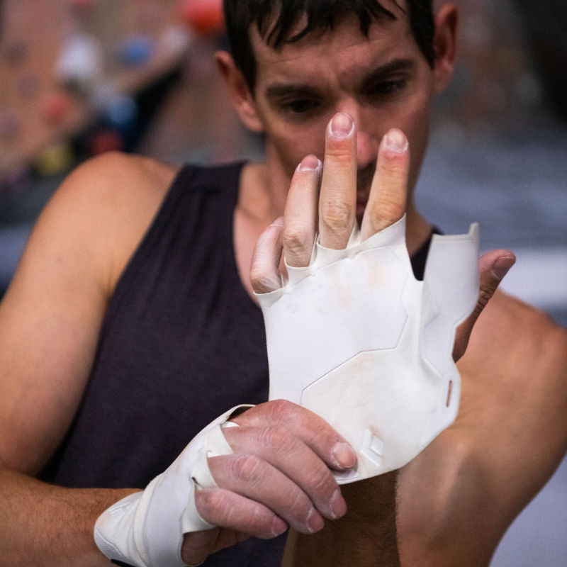 Black Diamond Crack Gloves in use