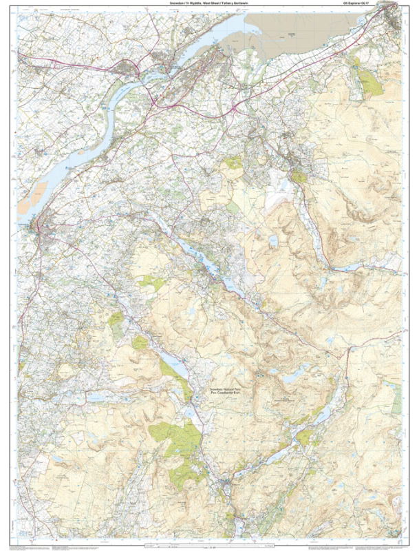 OS OL/Explorer 17 Paper - Snowdon west sheet