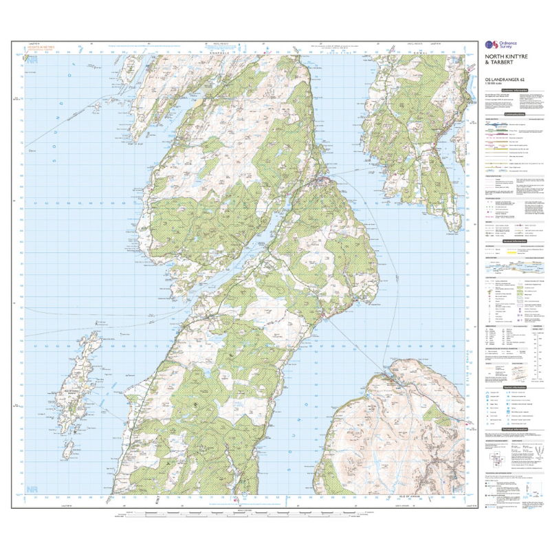 OS Landranger 62 Paper - North Kintyre & Talbert sheet