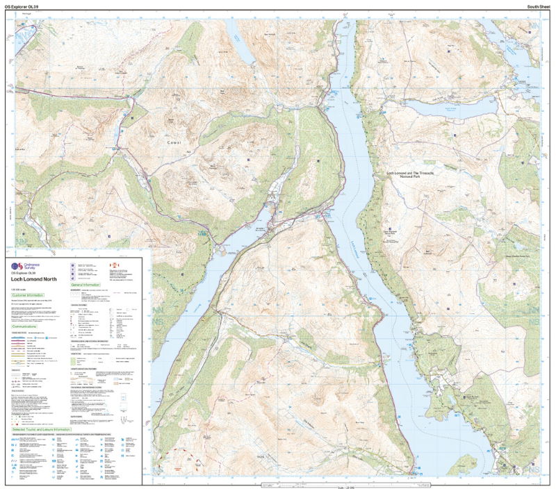 OS OL/Explorer 39 Paper - Loch Lomond North south sheet