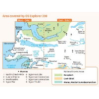 OS Explorer 398 Paper Loch Morbar & Mallaig 1:25,000 coverage