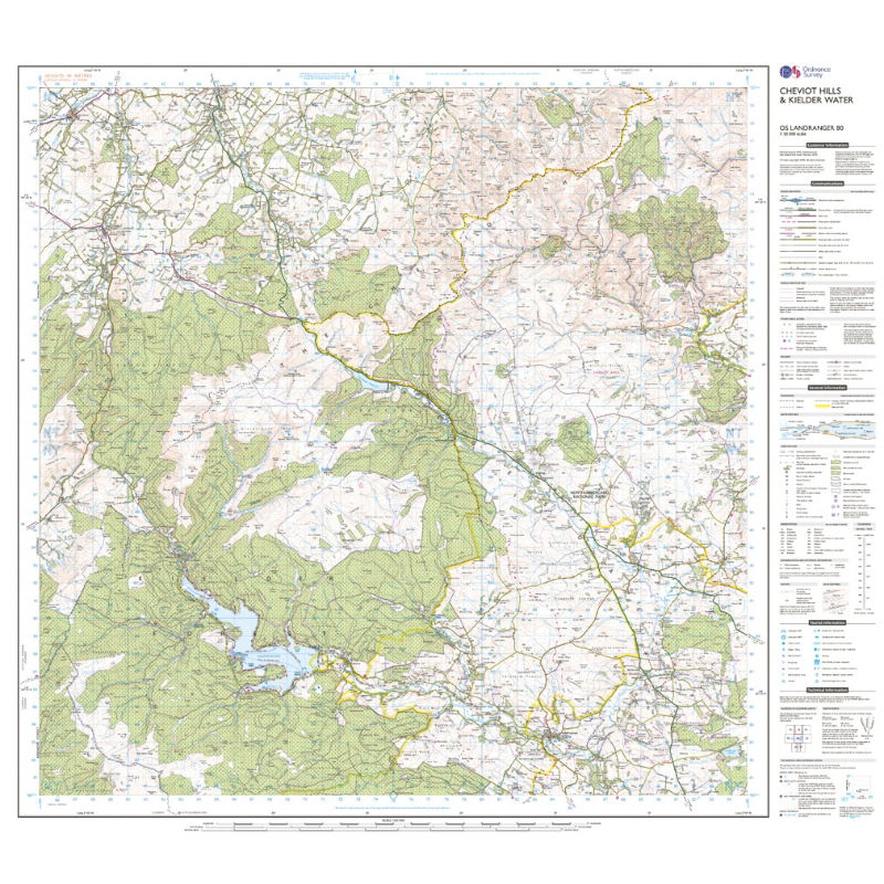 OS Landranger 80 Cheviot Hills & Kielder Water sheet