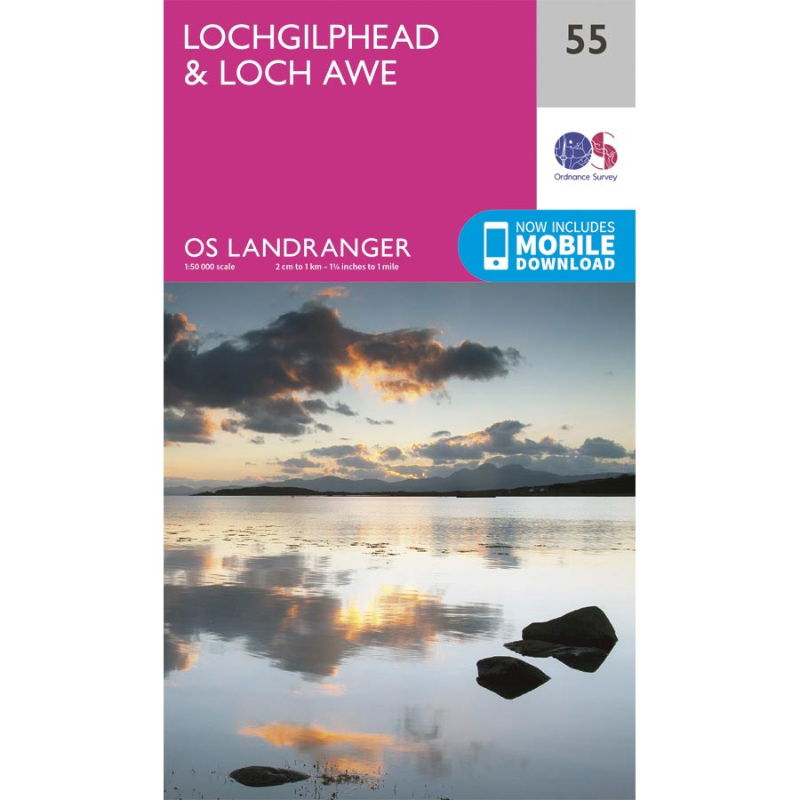 OS Landranger 55 Paper - Lochgilphead & Loch Awe 1:50,000