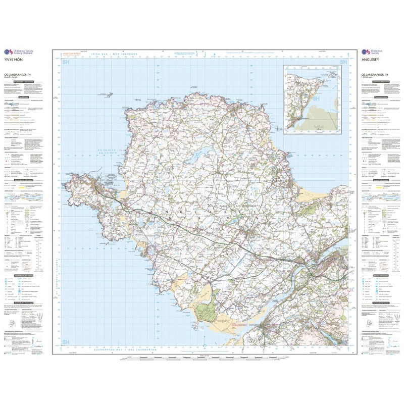 OS Landranger 114 Paper - Anglesey sheet