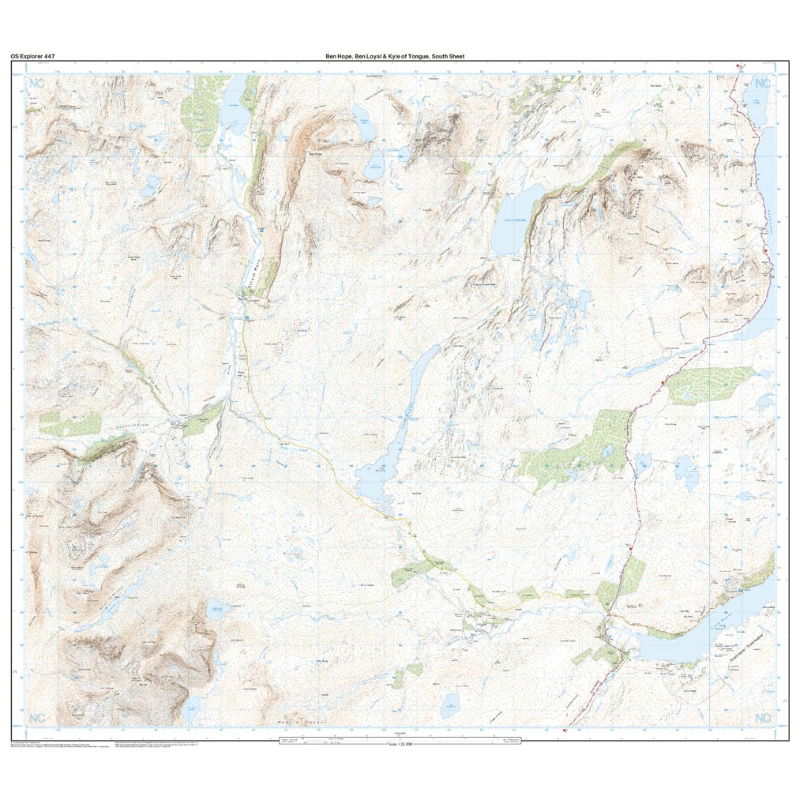 OS Explorer 447 Paper - Ben Hope, Ben Loyal and Kyle of Tongue 1:25,000 south sheet