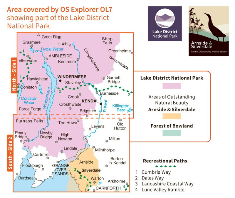 OS OL7 The English Lakes South-Eastern Area Active coverage