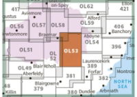 OS OL/Explorer 53 Paper Lochnagar, Glen Muick & Glen Clova adjacent