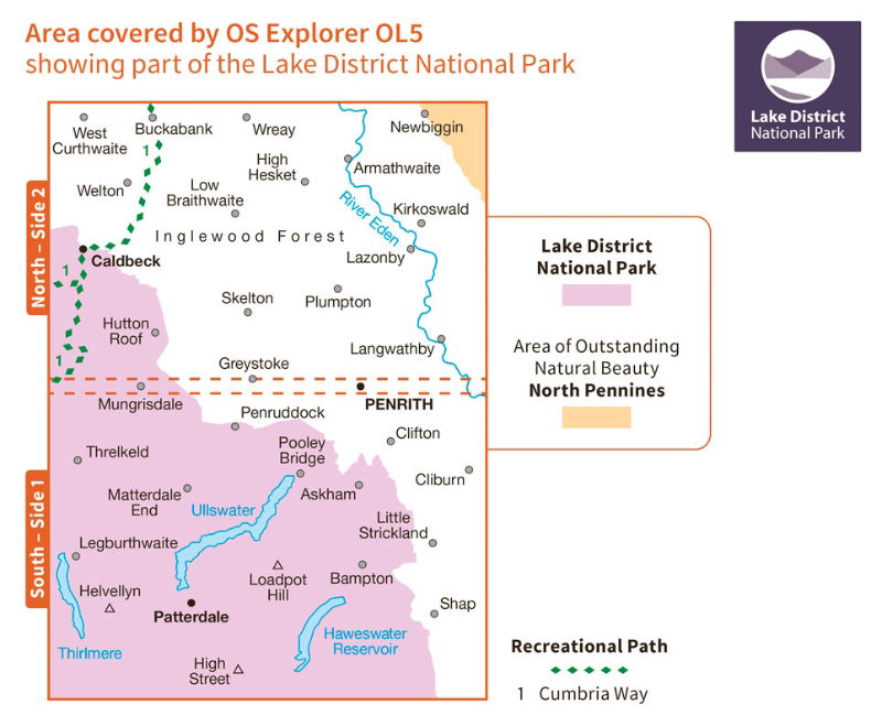 OS OL5 The English Lakes North-Eastern Area coverage