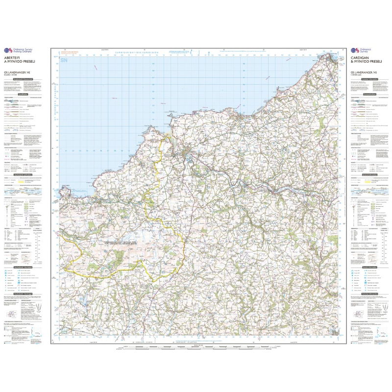 OS Landranger 145 Paper Cardigan & Mynydd Preseli sheet