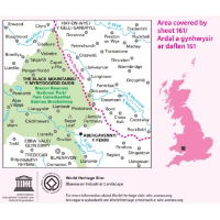 OS Landranger 161 Paper - Abergavenny & The Black Mountains coverage