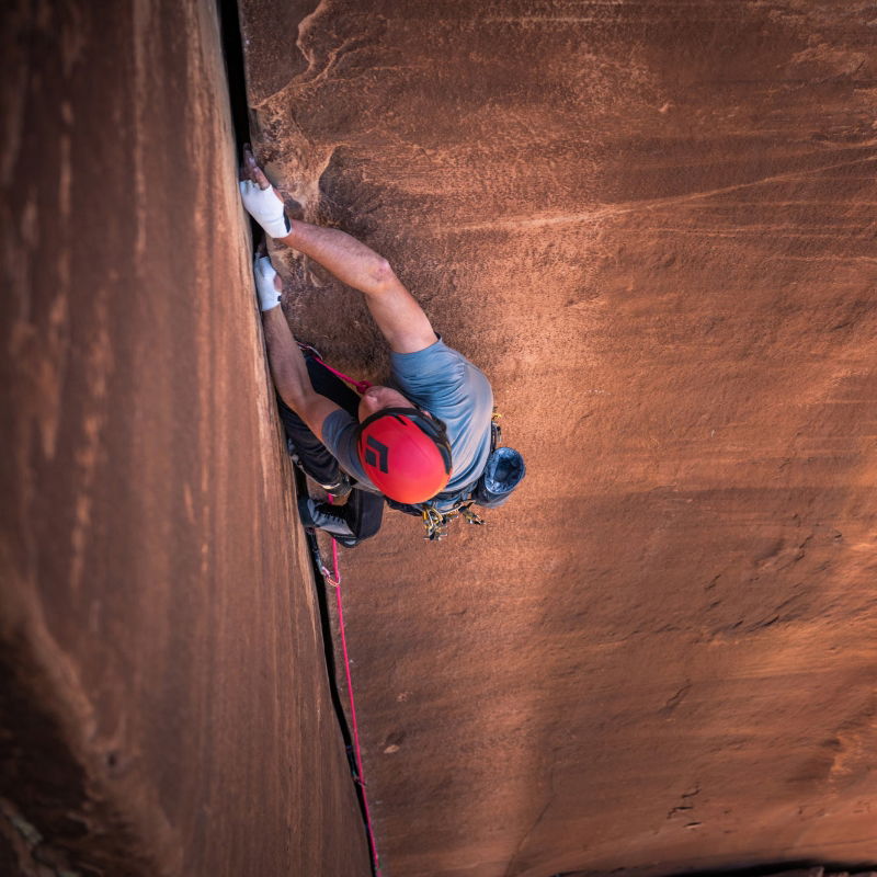 Black Diamond Crack Gloves in use