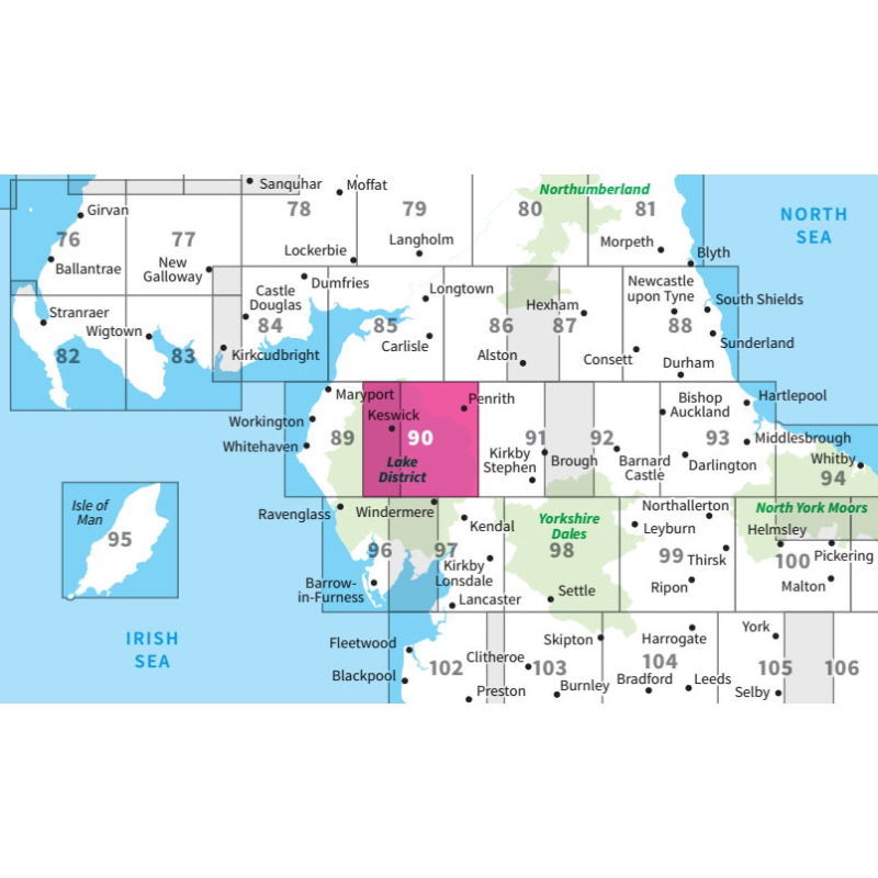 OS Landranger 90 Penrith & Keswick Active adjacent