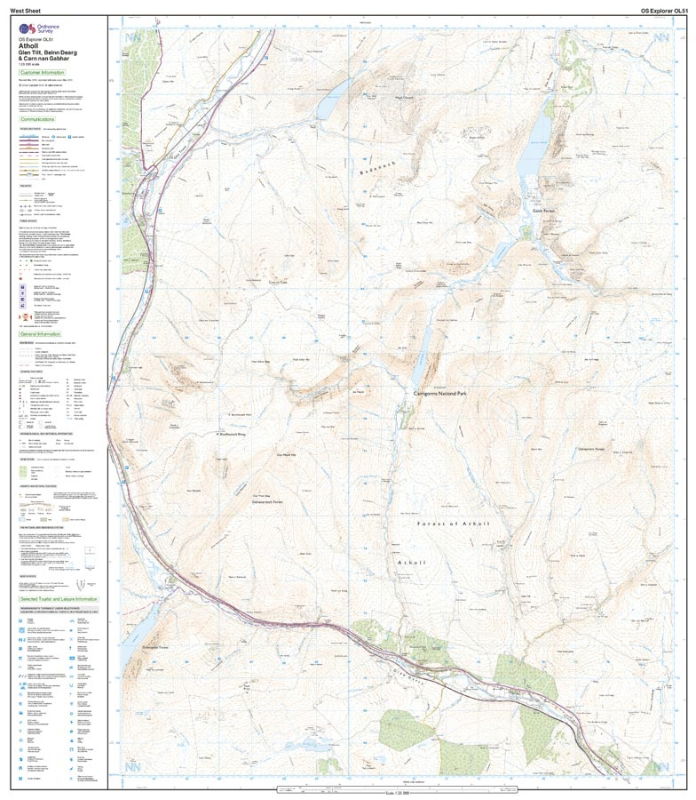 OS OL/Explorer 51 Paper - Atholl west sheet