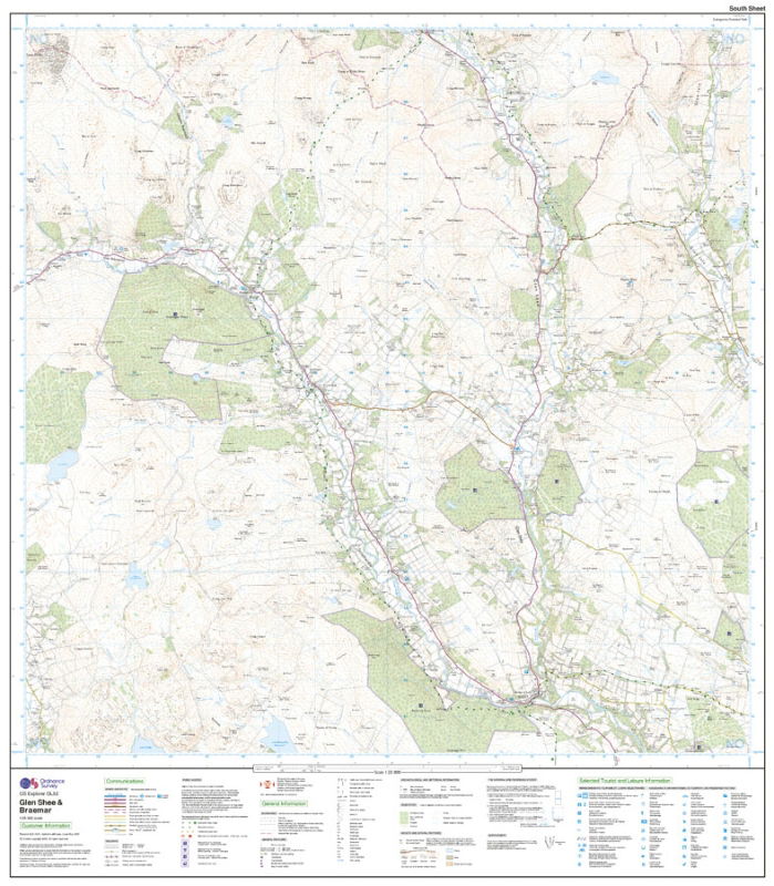 OS OL/Explorer 52 Paper - Glen Shee & Braemar south sheet