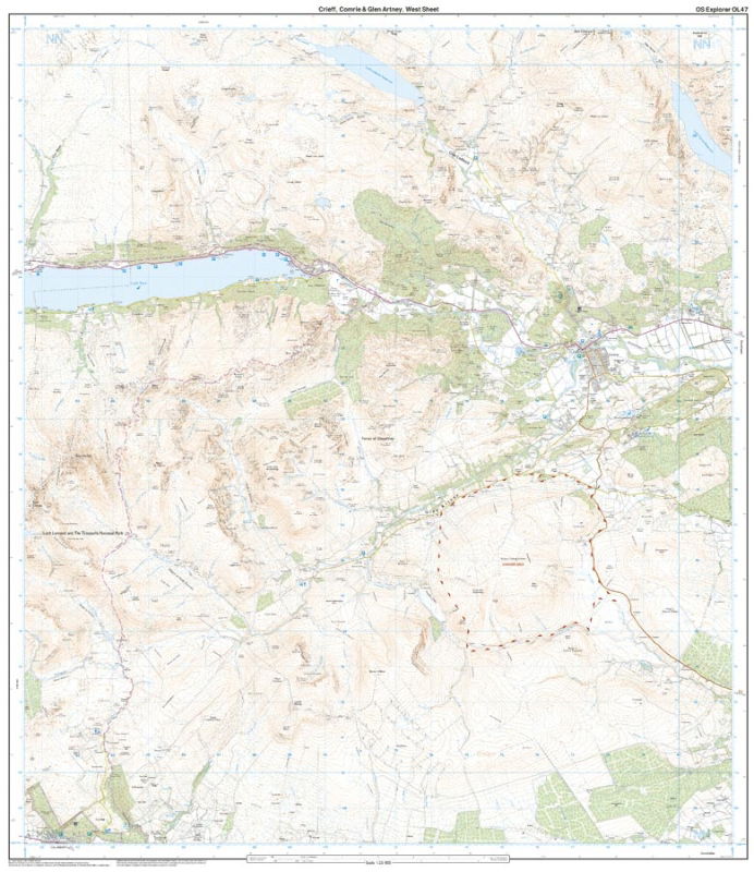 OS OL/Explorer 47 Paper - Creiff, Comrie & Glen Artney west sheet