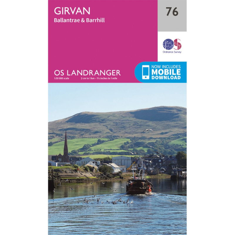 OS Landranger 76 Paper - Girvan 1:50,000