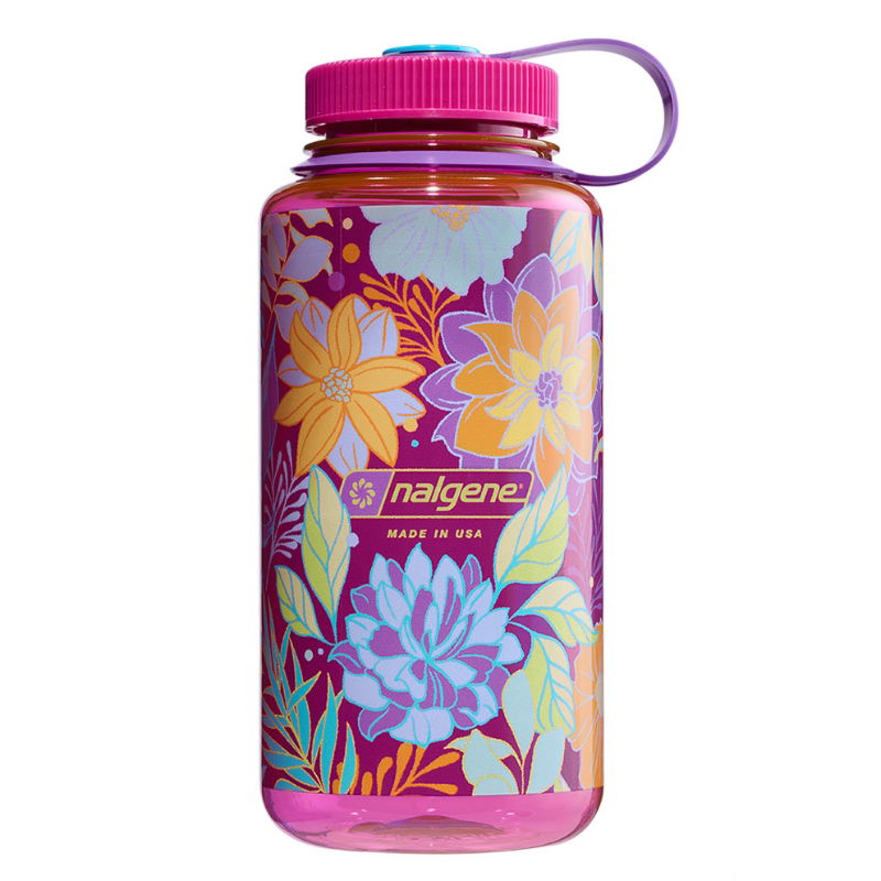 Nalgene Tritan Sustain Bottle Psychedelic Botanical Print Wide Mouth 1 Litre